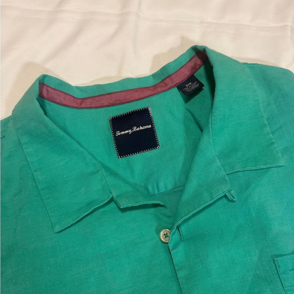 Tommy Bahama Aqua Linen Blend Short Sleeve Button Up Shirt Men’s 3XB Big & Tall